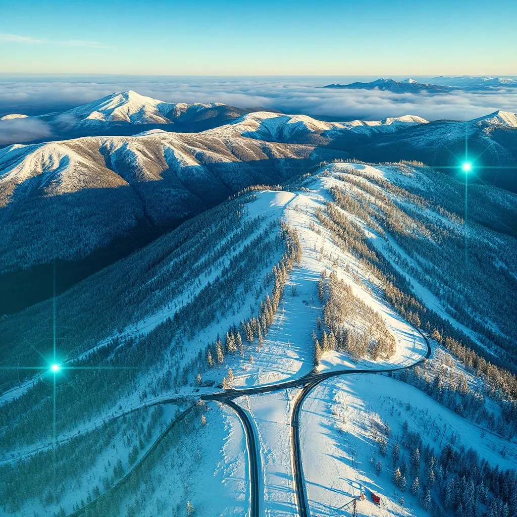 Aerial view of Liptov mountains in Slovakia, winter landscap